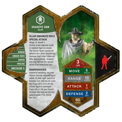 Deadeye Dan Prepainted Miniature's Army Card From Heroscape Expansion Set: Zanafor's Discovery (Wave 4) on Wargame Trader