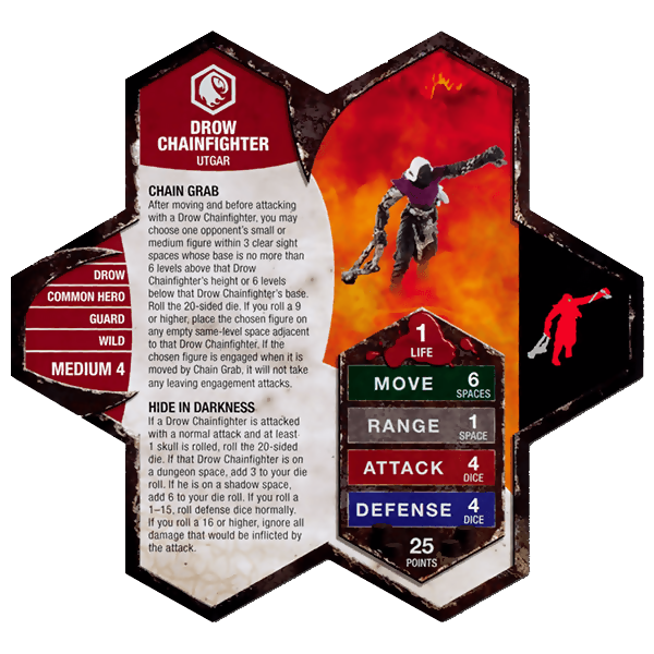 Drow Chainfighter Prepainted Miniature's Army Card From Heroscape Expansion Set: Champions of the Forgotten Realms (Wave D1) on Wargame Trader