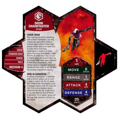 Drow Chainfighter Prepainted Miniature's Army Card From Heroscape Expansion Set: Champions of the Forgotten Realms (Wave D1) on Wargame Trader