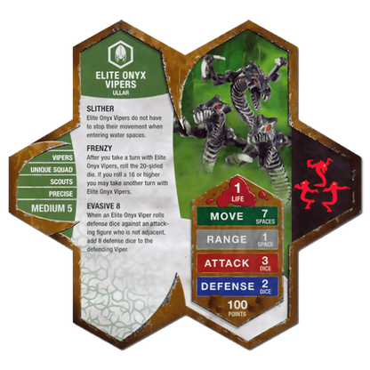 Elite Onyx Vipers Prepainted Miniatures' Army Card From Heroscape Master Set: Rise of the Valkyrie