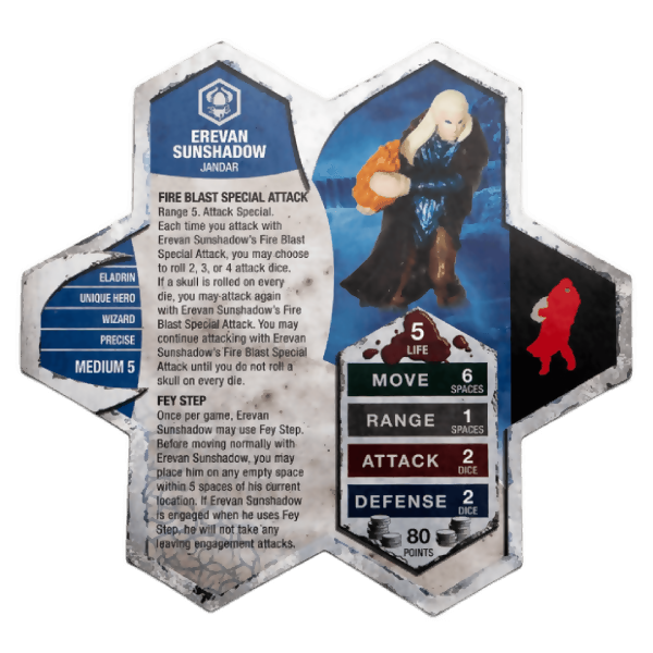 Erevan Sunshadow Prepainted Miniature's Army Card From Heroscape Master Set: Battle for the Underdark on Wargame Trader