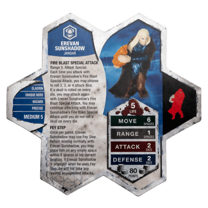 Erevan Sunshadow Prepainted Miniature's Army Card From Heroscape Master Set: Battle for the Underdark on Wargame Trader