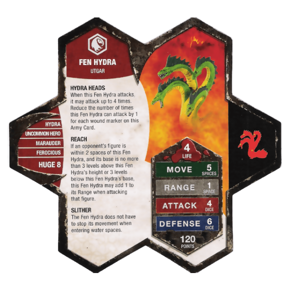 Fen Hydra Prepainted Heroscape Miniature Army Card