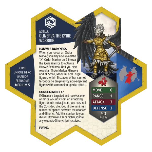 Glinerva the Kyrie Warrior Army Card From Revna's Rebuke on Wargame Trader