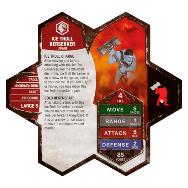 Ice Troll Berserker Prepainted Heroscape Miniature Army Card