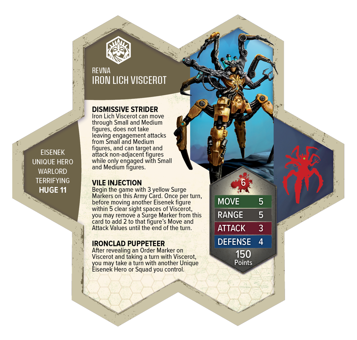 Iron Lich Viscerot Unpainted Miniature's Army Card From Heroscape Revna's Rebuke on Wargame Trader