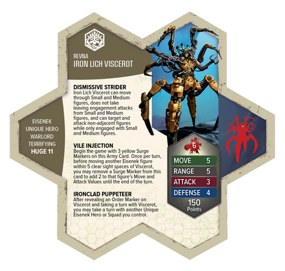 Iron Lich Viscerot Unpainted Miniature's Army Card From Heroscape Revna's Rebuke on Wargame Trader