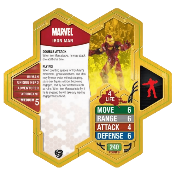 Iron Man Prepainted Miniature's Army Card From Heroscape Marvel: The Conflict Begins on Wargame Trader