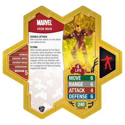 Iron Man Prepainted Miniature's Army Card From Heroscape Marvel: The Conflict Begins on Wargame Trader