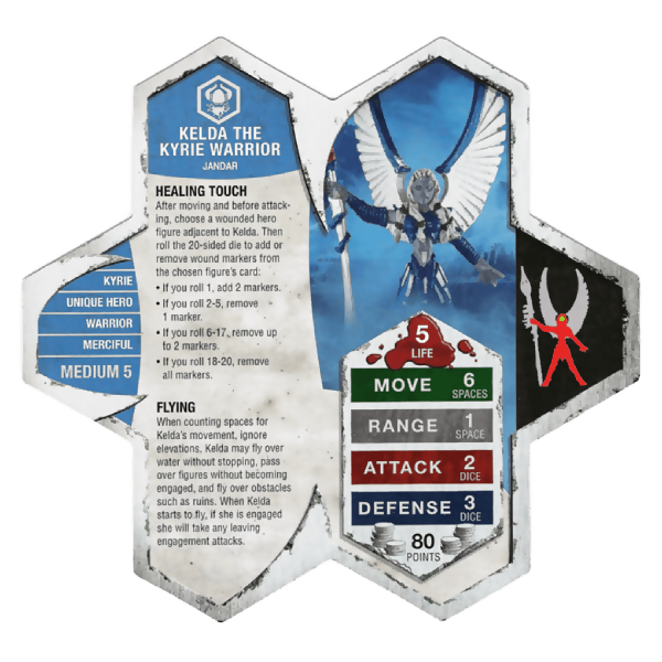 Kelda the Kyrie Warrior Prepainted Miniature's Army Card From Heroscape Expansion Set: Mallidon's Prophecy (Wave 1) on Wargame Trader