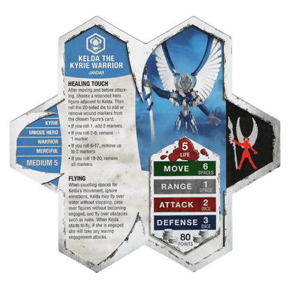 Kelda the Kyrie Warrior Prepainted Miniature's Army Card From Heroscape Expansion Set: Mallidon's Prophecy (Wave 1) on Wargame Trader