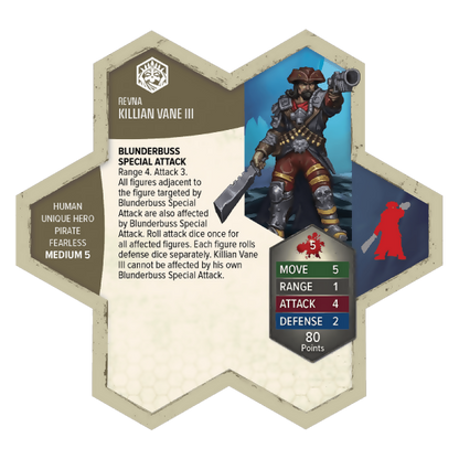 Killian Vane III Unpainted Miniature's Army Card from Heroscape Age of Annihilation Battle Box: Battle for the Wellspring