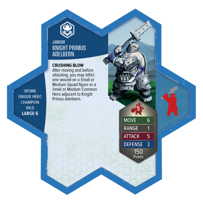 Knight Primus Adelbern Prepainted New in Box Miniature's Army Card from Heroscape Age of Annihlation Rising Tide on Wargame Trader