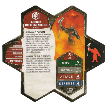 Kurrok the Elementalist Prepainted Heroscape Miniature Army Card