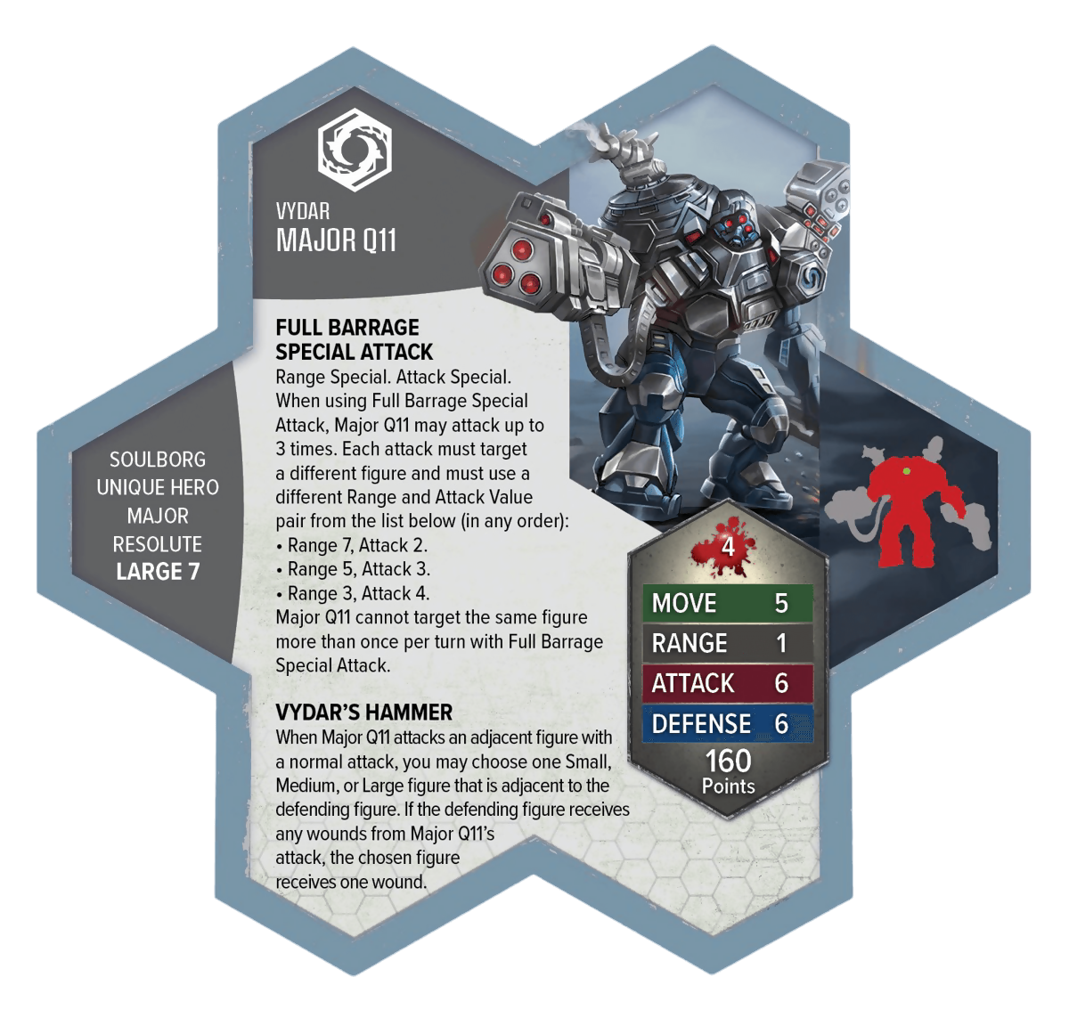 Major Q11 Prepainted Miniature's Army Card From Heroscape Rising Tide on Wargame Trader