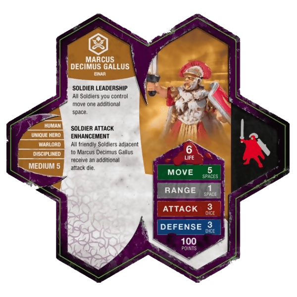 Marcus Decimus Gallus Prepainted Miniature's Army Card From Heroscape Expansion Set: Mallidon's Prophecy (Wave 1) on Wargame Trader