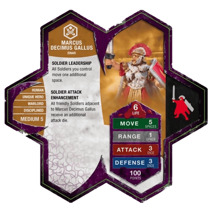 Marcus Decimus Gallus Prepainted Miniature's Army Card From Heroscape Expansion Set: Mallidon's Prophecy (Wave 1) on Wargame Trader