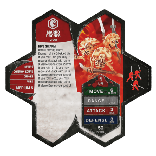 Marro Drones Prepainted Miniatures' Army Card From Heroscape Expansion Set: Utgar's Rage