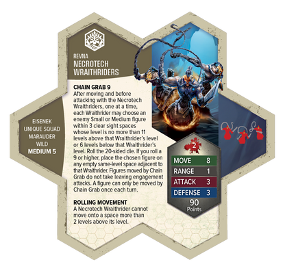 Necrotech Wraithriders Prepainted Miniatures' Army Card From Heroscape: Revna's Rebuke on Wargame Trader
