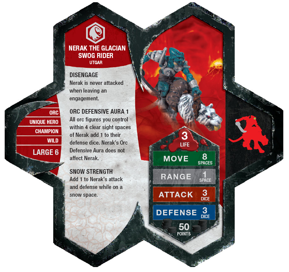 Nerak the Glacian Swog Rider Prepainted Heroscape Miniature Army Card