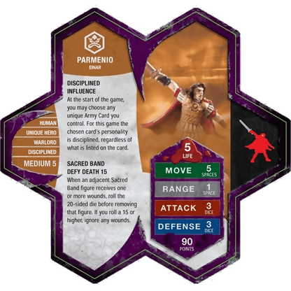 Parmenio Prepainted Miniature's Army Card From Heroscape Expansion Set: Zanafor's Discovery (Wave 4) on Wargame Trader