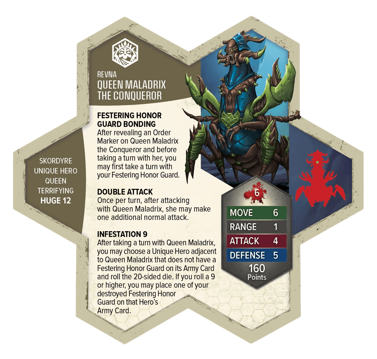 Queen Maladrix the Conqueror Unpainted Army Card From Heroscape Rising Tide On Wargame Trader