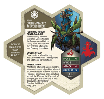 Queen Maladrix the Conqueror Unpainted Army Card From Heroscape Rising Tide On Wargame Trader