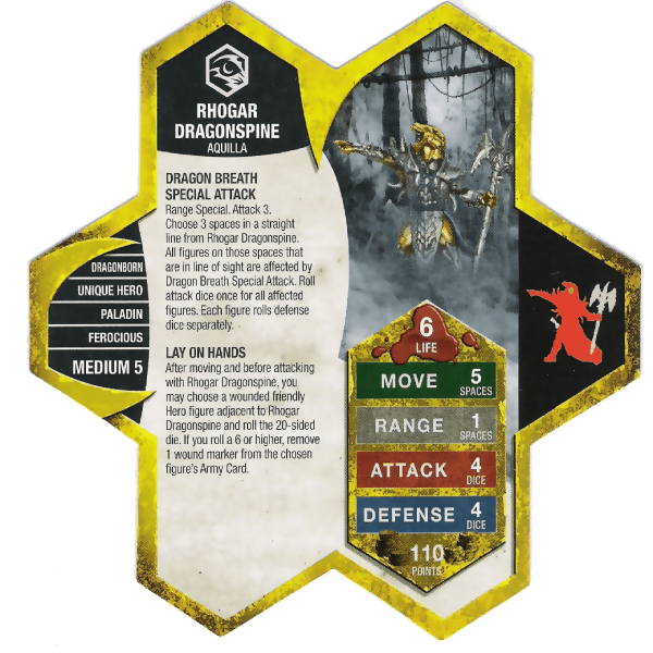 Rhogar Dragonspine Prepainted Miniature's Army Card From Heroscape Expansion Set: Warriors of Eberron (Wave D2) on Wargame Trader