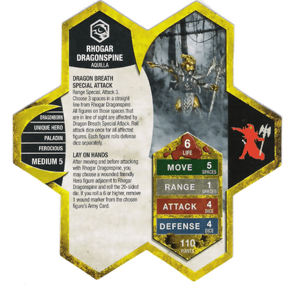 Rhogar Dragonspine Prepainted Miniature's Army Card From Heroscape Expansion Set: Warriors of Eberron (Wave D2) on Wargame Trader