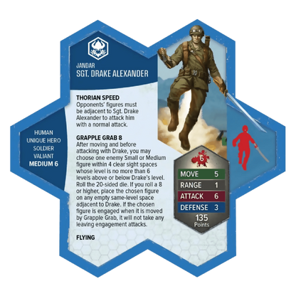 Sgt. Drake Alexander Prepainted Miniature's Army Card From Heroscape Age of Annihilation Promos