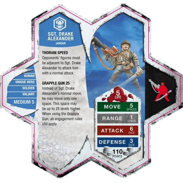 Sgt. Drake Alexander Prepainted Miniature's Army Card From Heroscape Master Set: Rise of the Valkyrie on Wargame Trader