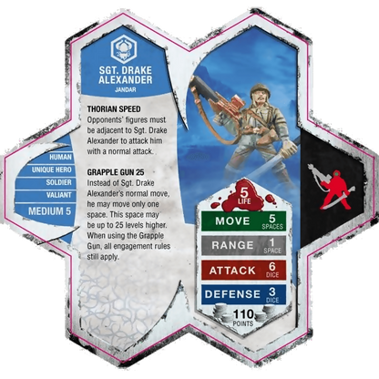 Sgt. Drake Alexander Prepainted Miniature's Army Card From Heroscape Master Set: Rise of the Valkyrie on Wargame Trader