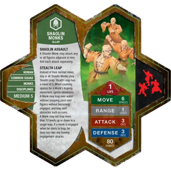 Shaolin Monks Prepainted Miniatures' Army Card From Heroscape Expansion Set: Jandar's Oath (Wave 3) on Wargame Trader