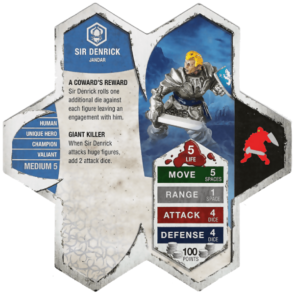 Sir Denrick Prepainted Miniature's Army Card From Heroscape Expansion Set: Utgar's Rage (Wave 2) on Wargame Trader