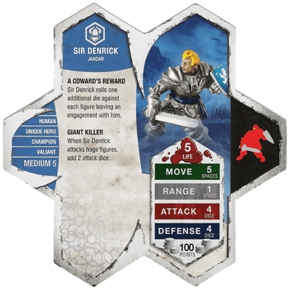 Sir Denrick Prepainted Miniature's Army Card From Heroscape Expansion Set: Utgar's Rage (Wave 2) on Wargame Trader