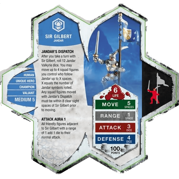 Sir Gilbert (Jandar's Flag Bearer) Prepainted Miniature's Army Card From Heroscape Expansion Set: Crest of the Valkyrie (Wave 5.5) on Wargame Trader
