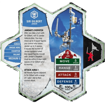 Sir Gilbert (Jandar's Flag Bearer) Prepainted Miniature's Army Card From Heroscape Expansion Set: Crest of the Valkyrie (Wave 5.5) on Wargame Trader
