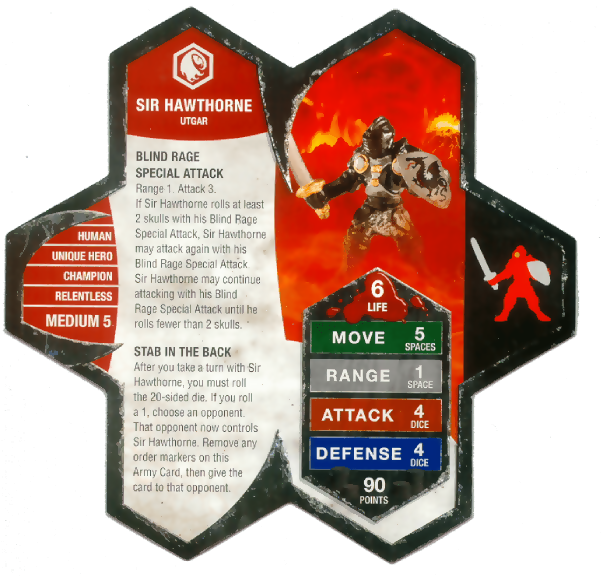 Sir Hawthorne Prepainted Heroscape Miniature Army Card