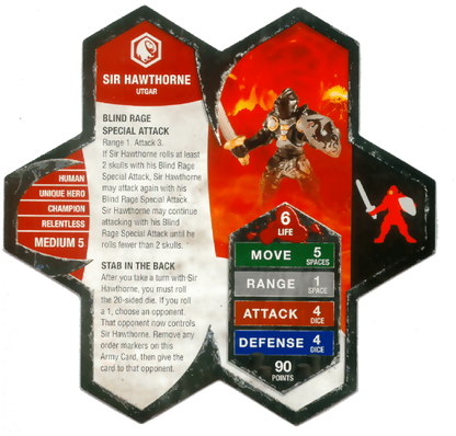 Sir Hawthorne Prepainted Heroscape Miniature Army Card