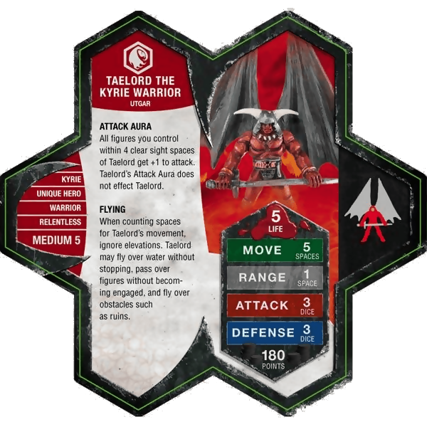 Taelord the Kyrie Warrior Prepainted Miniature's Army Card From Heroscape Expansion Set: Mallidon's Prophecy (Wave 1) on Wargame Trader