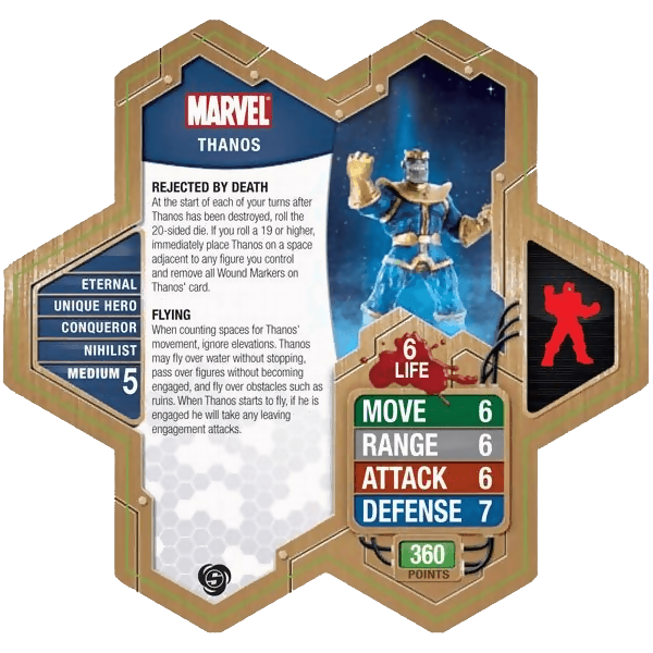 Thanos Prepainted Miniature's Army Card From Heroscape Marvel: The Conflict Begins