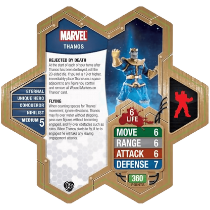 Thanos Prepainted Miniature's Army Card From Heroscape Marvel: The Conflict Begins