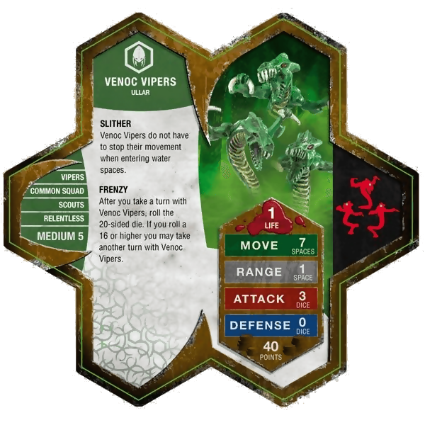 Venoc Vipers Prepainted Miniatures' Army Card From Heroscape Expansion Set: Mallidon's Prophecy