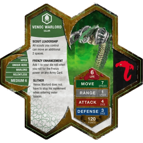 Venoc Warlord Prepainted Miniature's Army Card From Heroscape Expansion Set: Mallidon's Prophecy (Wave 1) on Wargame Trader