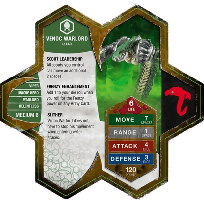 Venoc Warlord Prepainted Miniature's Army Card From Heroscape Expansion Set: Mallidon's Prophecy (Wave 1) on Wargame Trader