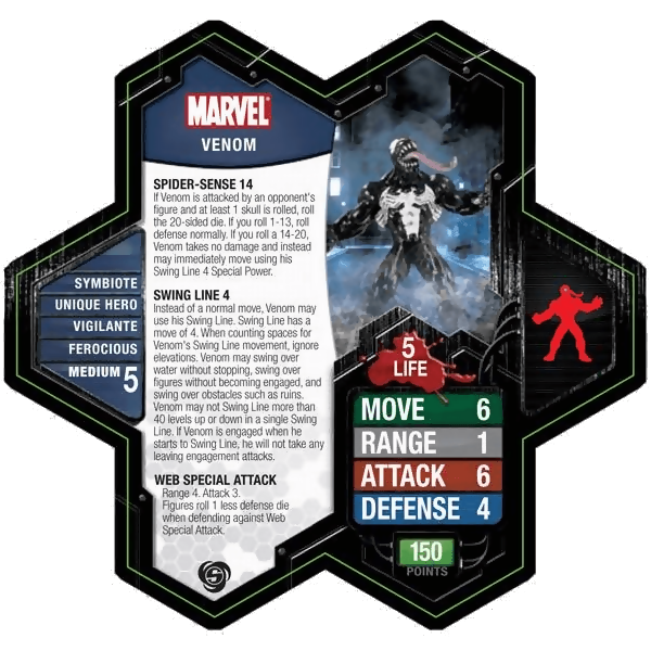 Venom Prepainted Miniature's Army Card From Heroscape Marvel: The Conflict Begins on Wargame Trader