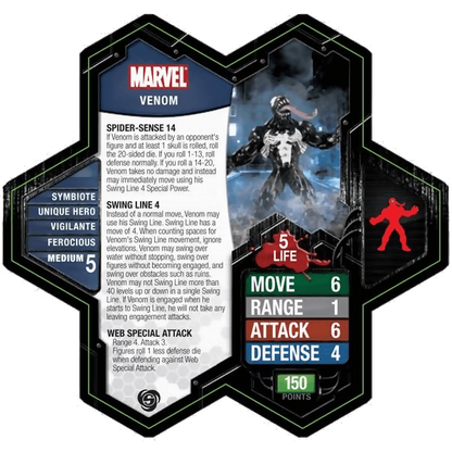 Venom Prepainted Miniature's Army Card From Heroscape Marvel: The Conflict Begins on Wargame Trader