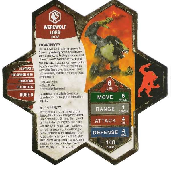 Werewolf Lord Prepainted Heroscape Miniature Army Card