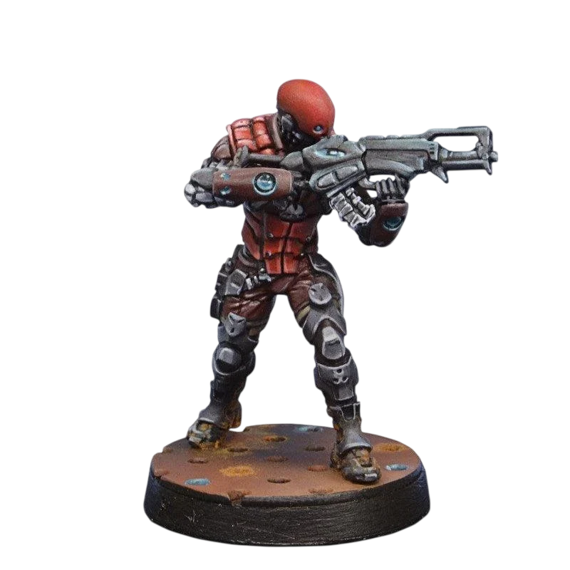 Infinity - Intruder, Corregidor Assault Commando (HMG) Nomads (Custom Painted) (Assembled)