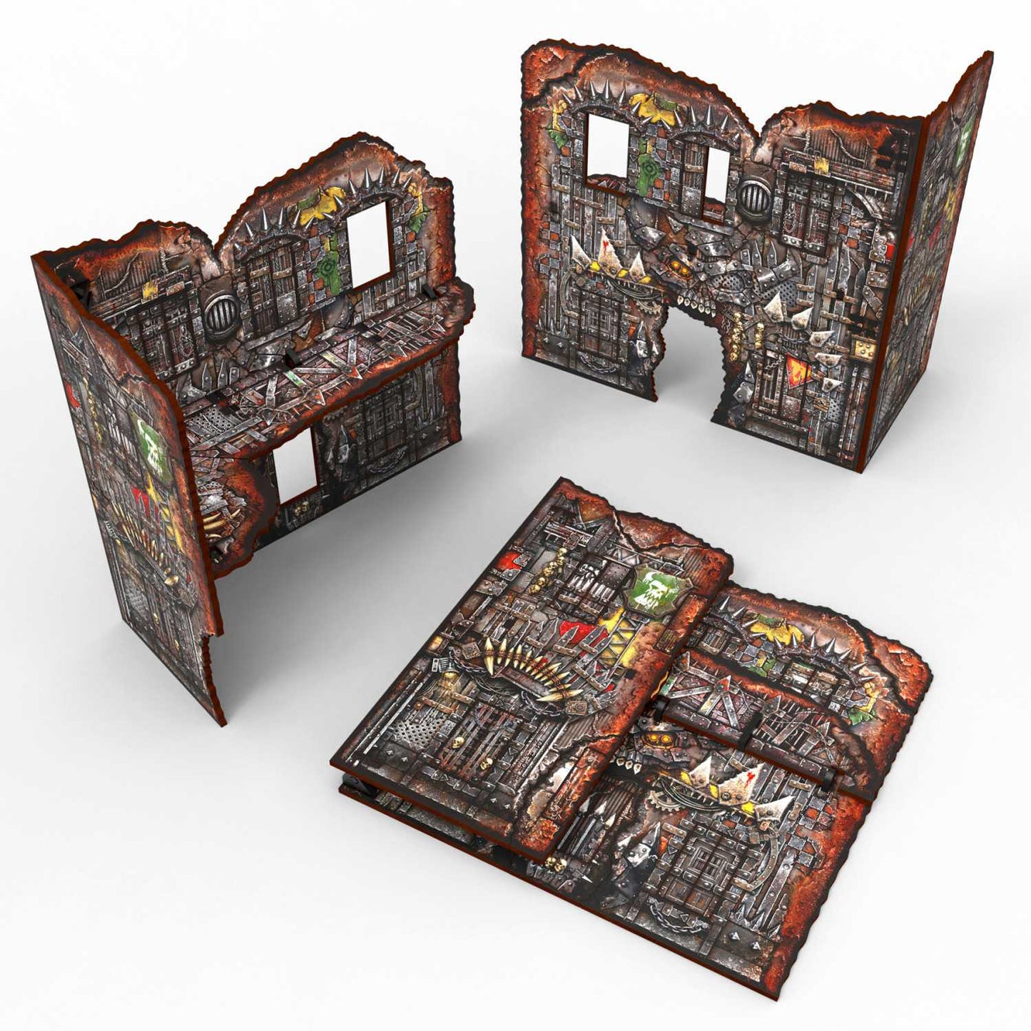 Green Stuff World Matched Play Pre-Painted Foldable Large L-shaped Ruin - Orks - Wargmaing